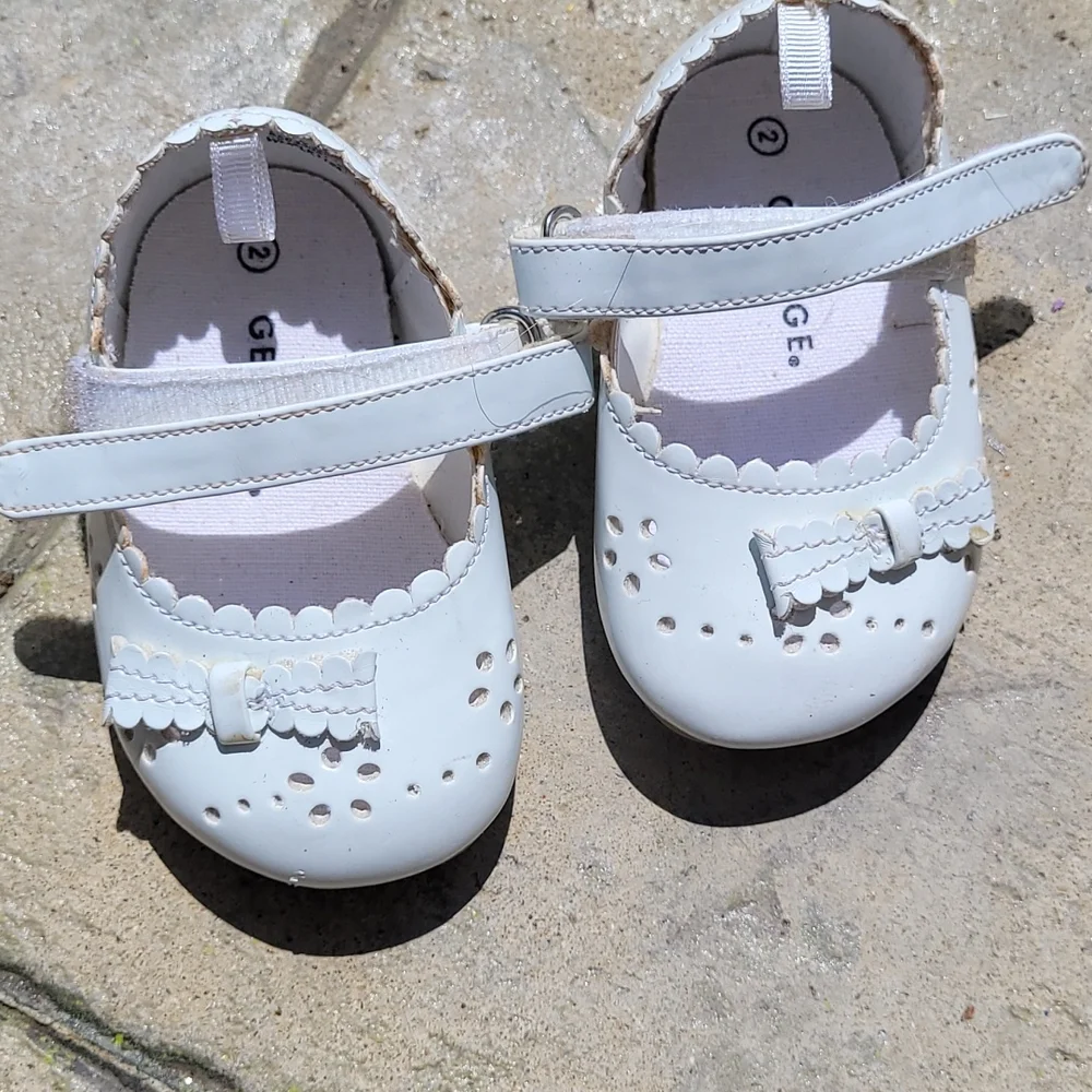 Baby girl size 2 set of 2 pair dressy formal holiday shoes white and black